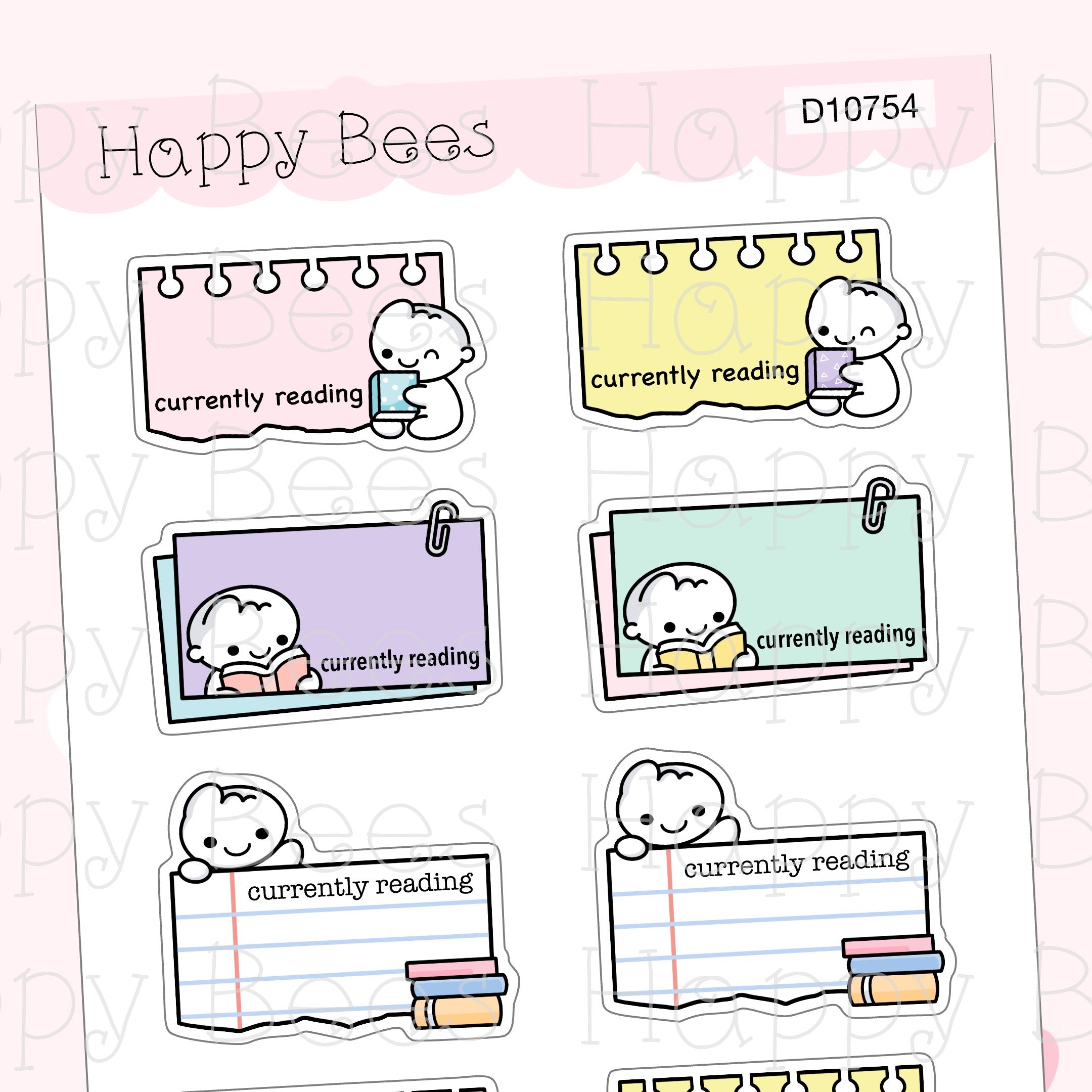 Currently Reading Memo Write In - Cute Hobonichi Cousin Memo Planner Stickers D10754
