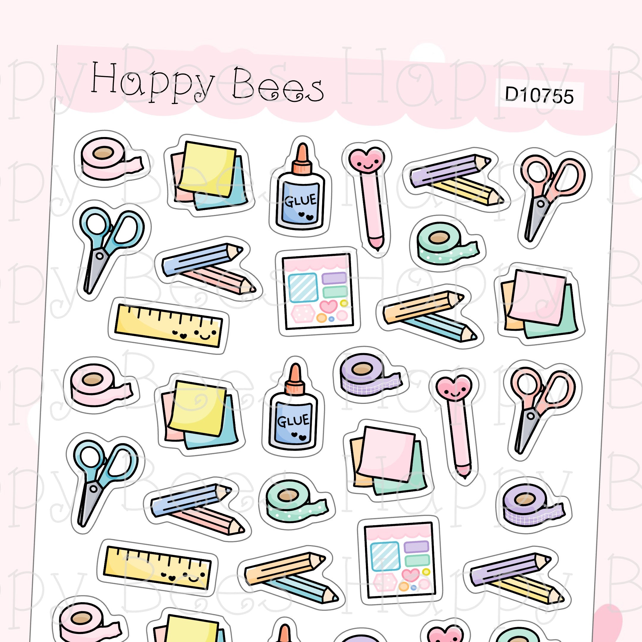 Stationery Doodles - Cute Journaling Planning Planner Stickers D10755