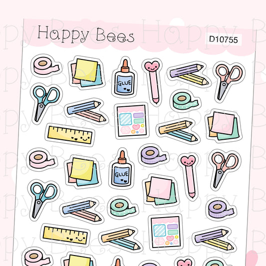 Stationery Doodles Vol. 2 - Cute Journaling Planning Planner Stickers D10755