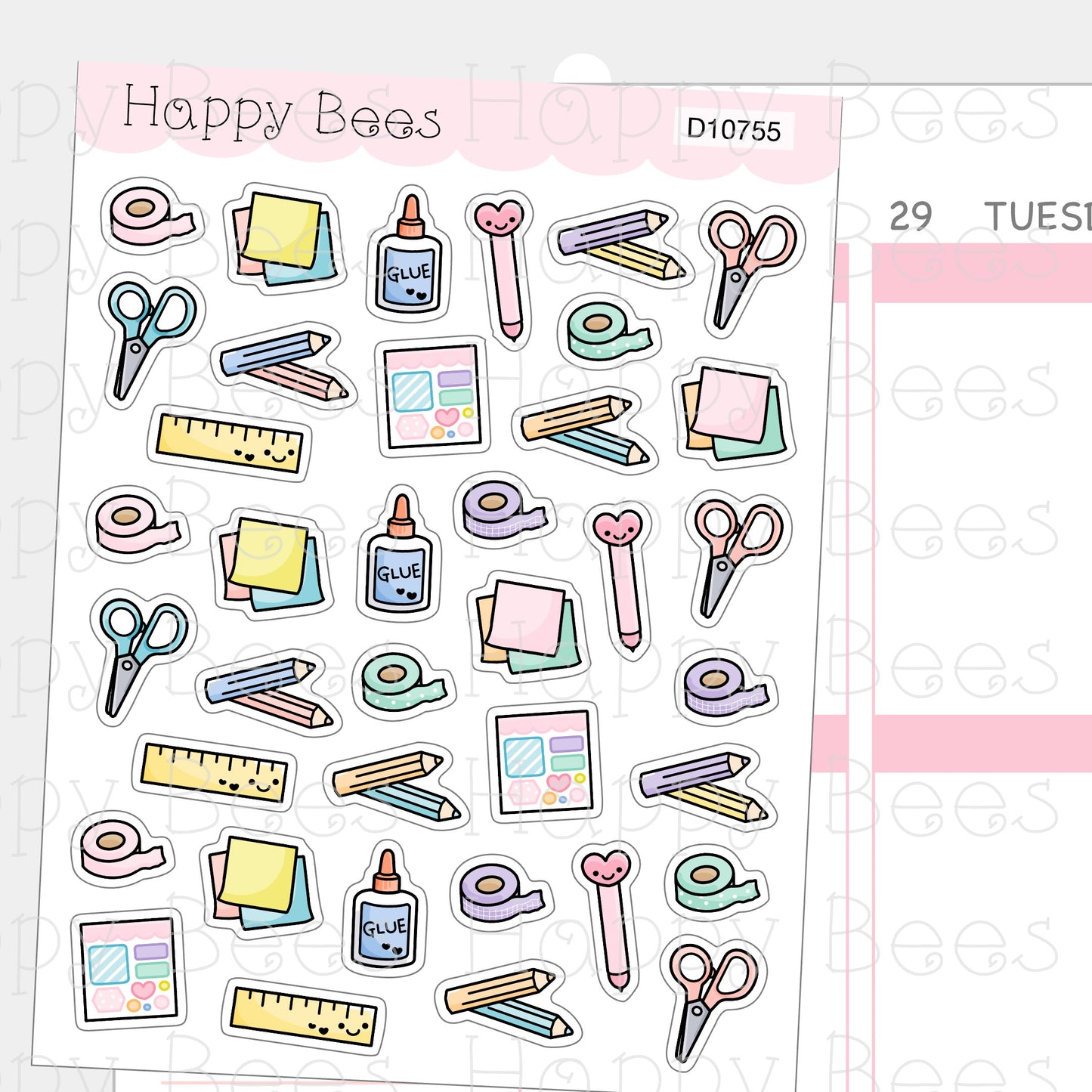 Stationery Doodles Vol. 2 - Cute Journaling Planning Planner Stickers D10755