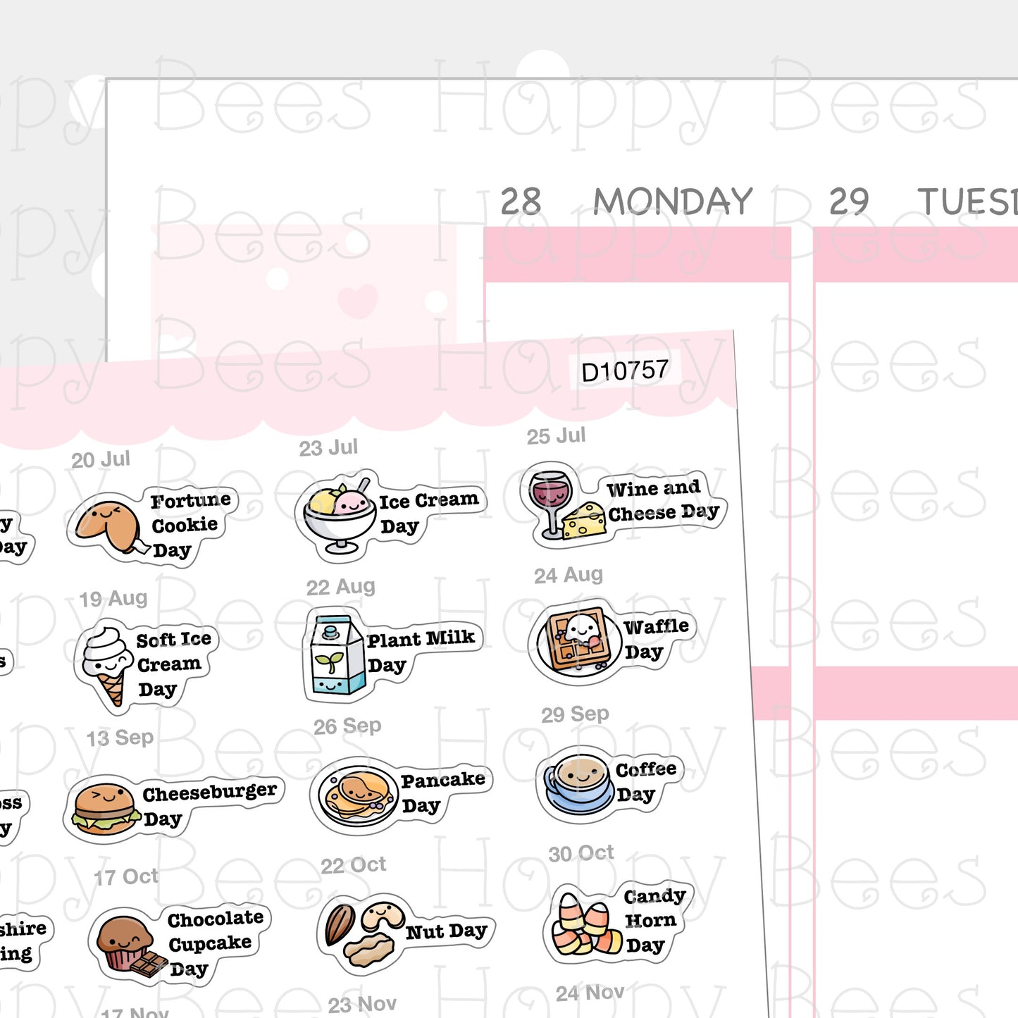 Food Holiday Doodles / July to December 2025 - Cute Festival Planner Stickers D10757