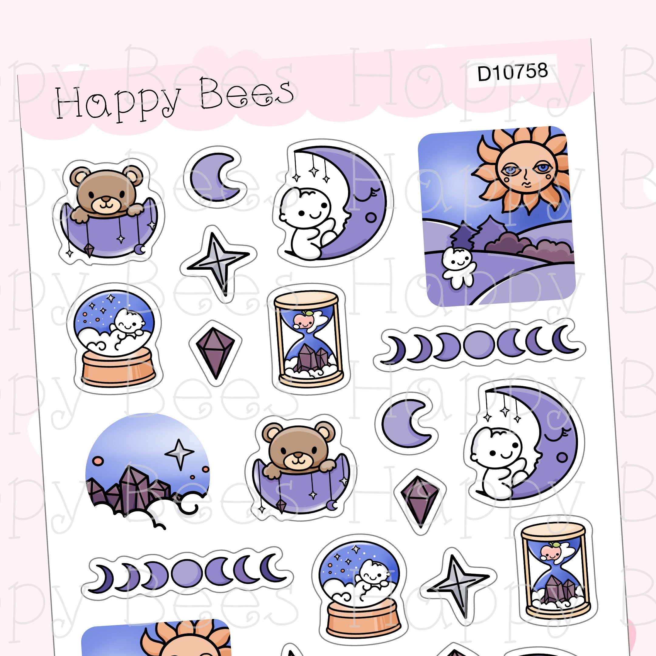 Celestial Deco Sheet - Cute Doodles Journal Planner Stickers D10758