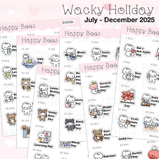 Wacky Holiday Doodles / July to December 2025 - Cute Journal Planner Stickers D10759-761