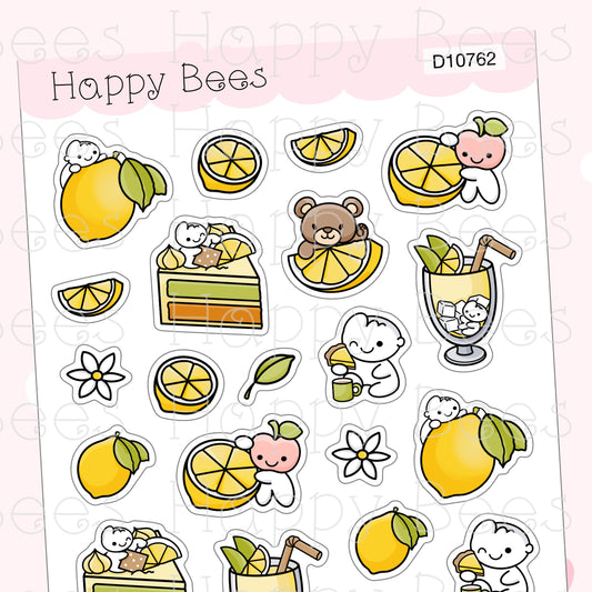 Lemon Deco Sheet - Cute Doodles Journal Planner Stickers D10762