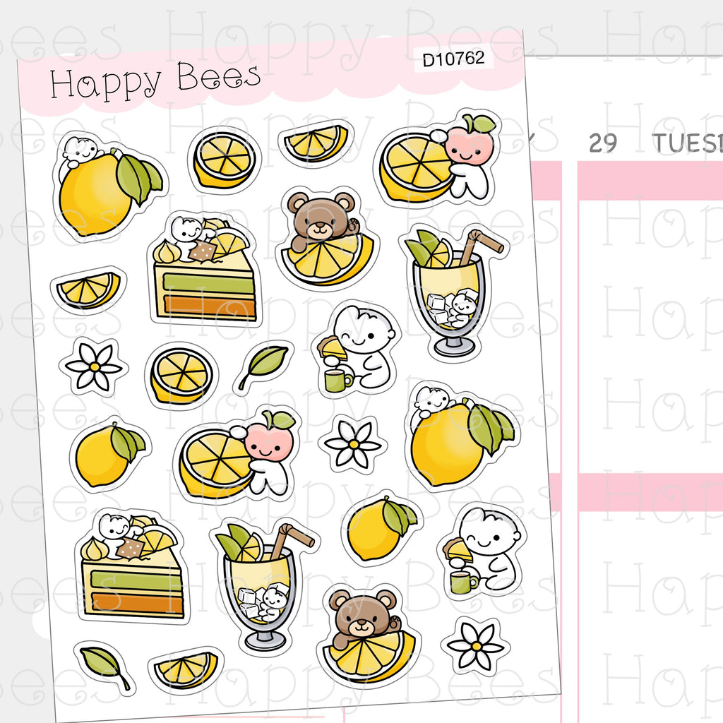Lemon Deco Sheet - Cute Doodles Journal Planner Stickers D10762