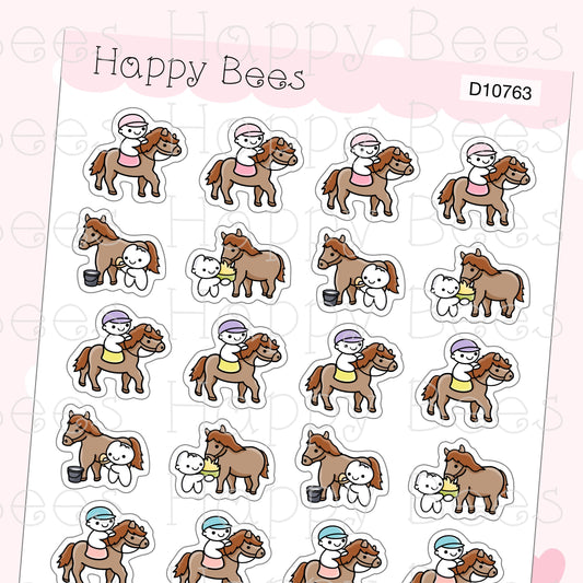 Horse Riding & Care Doodles - Cute Pet Food Planner Stickers D10763