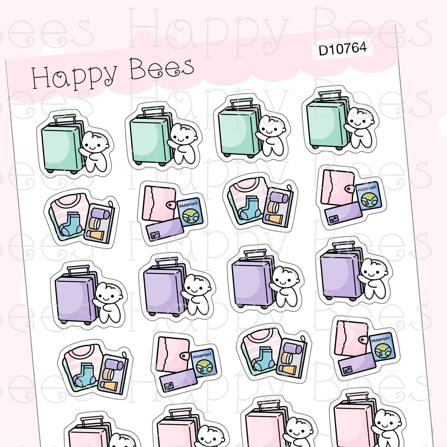 Packing Suitcase Doodles - Cute Holiday Trip Vacation Planner Stickers D10764