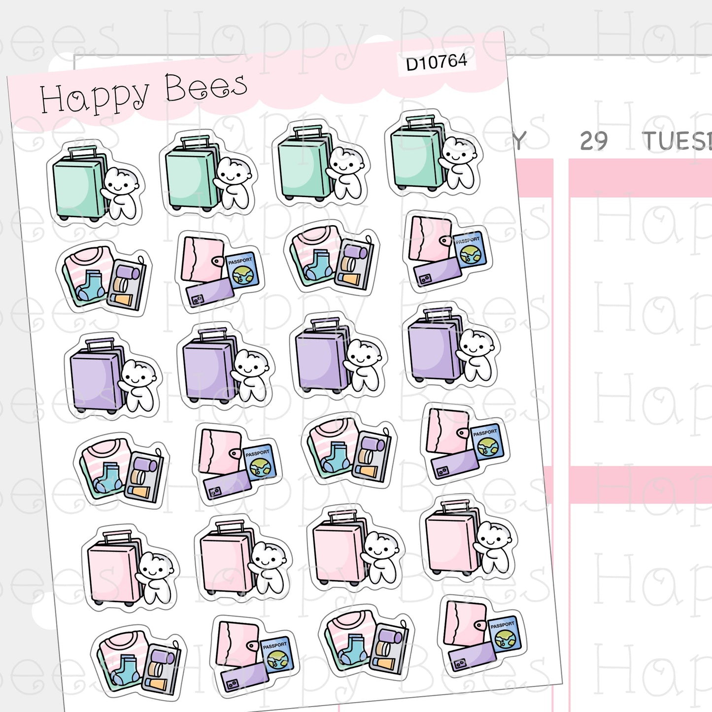 Packing Suitcase Doodles - Cute Holiday Trip Vacation Planner Stickers D10764