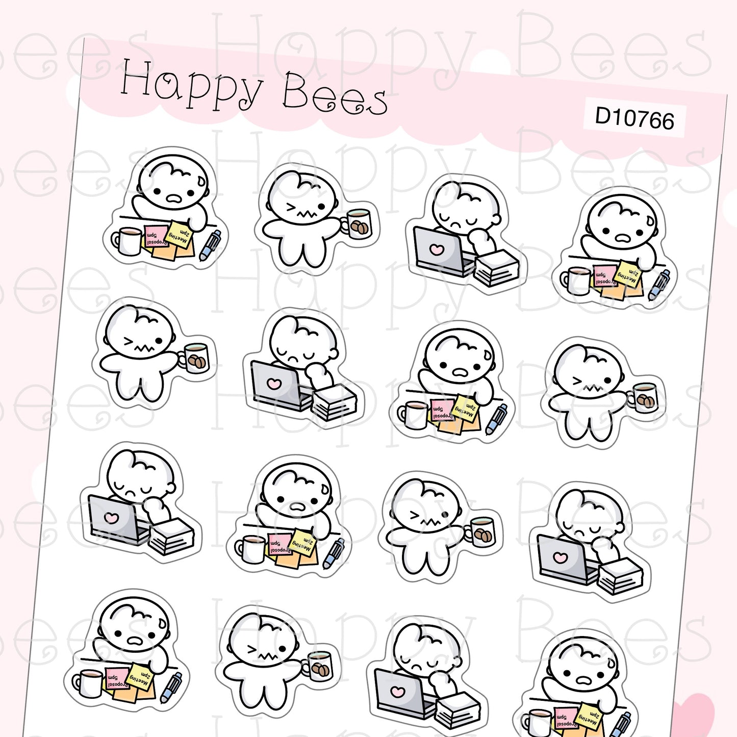 Monday Blues Doodles - Cute Self Care Hate Mondays Planner Stickers D10766