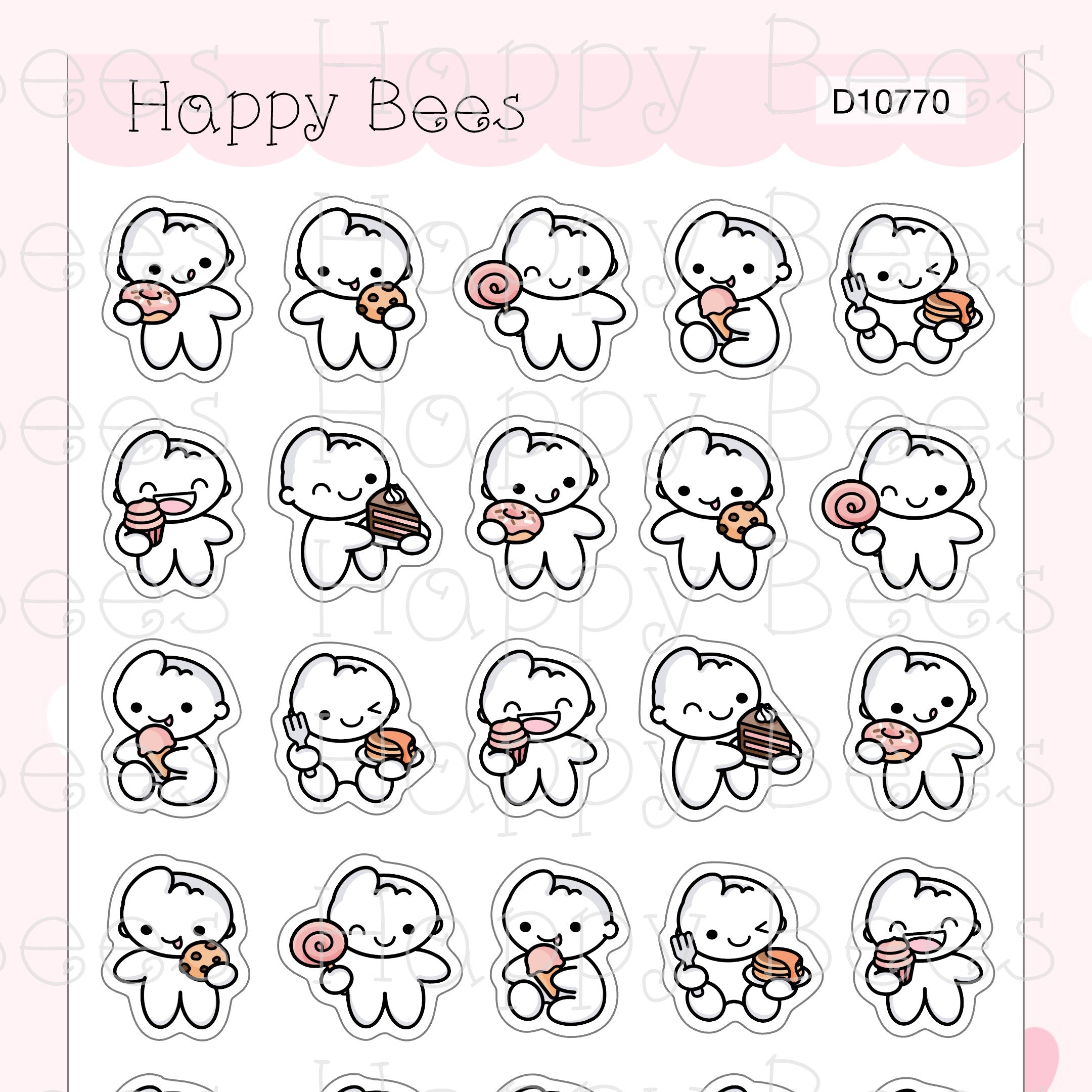 Sweet Treats Doodles - Cute Deco Food Planner Stickers D10770