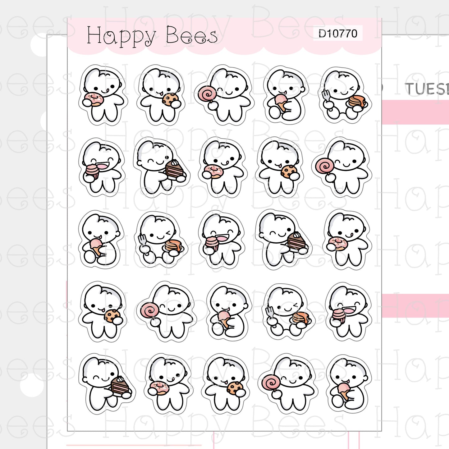 Sweet Treats Doodles - Cute Deco Food Planner Stickers D10770