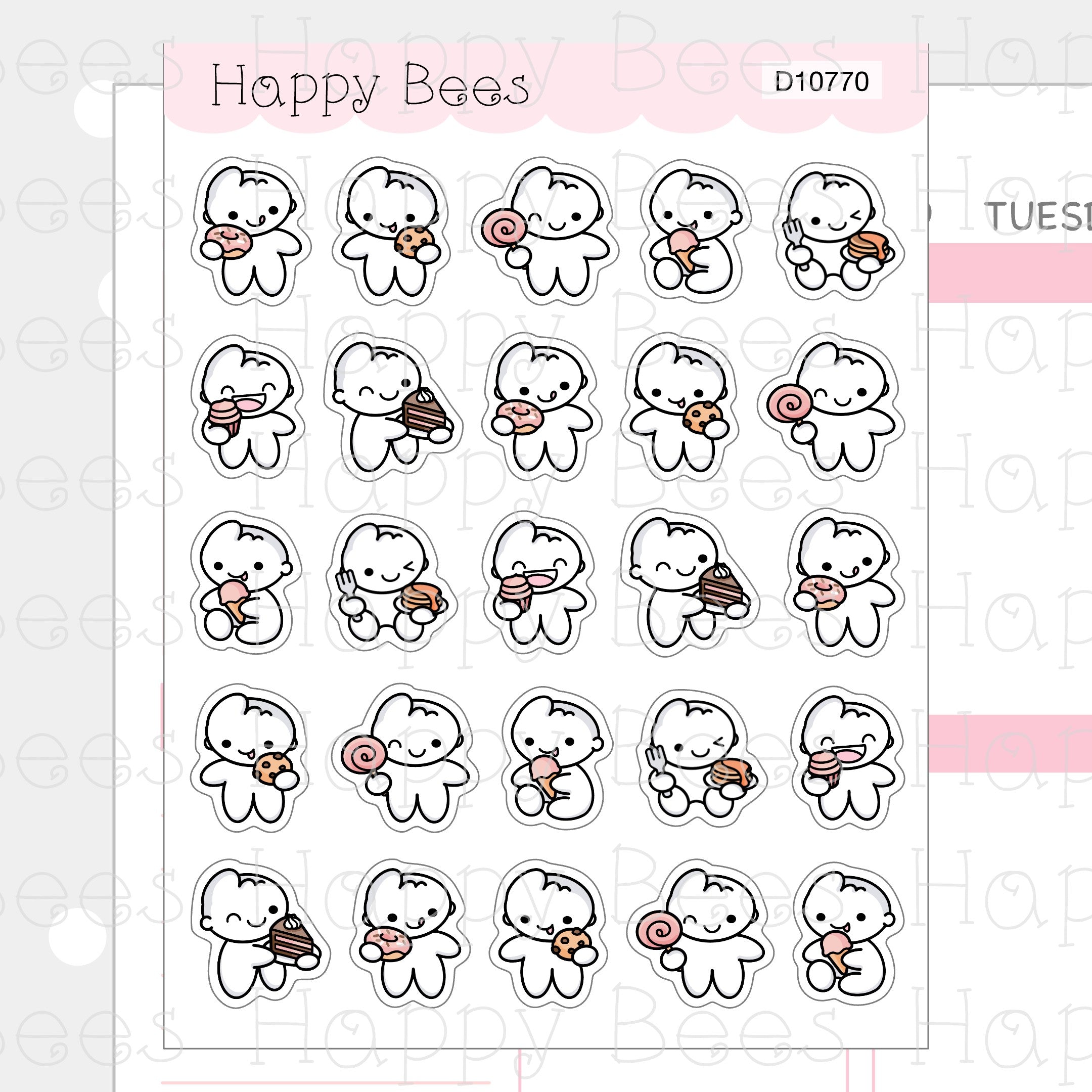 Sweet Treats Doodles - Cute Deco Food Planner Stickers D10770