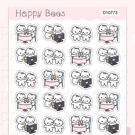 Date Night Doodles - Cute Deco Dating Planner Stickers D10773