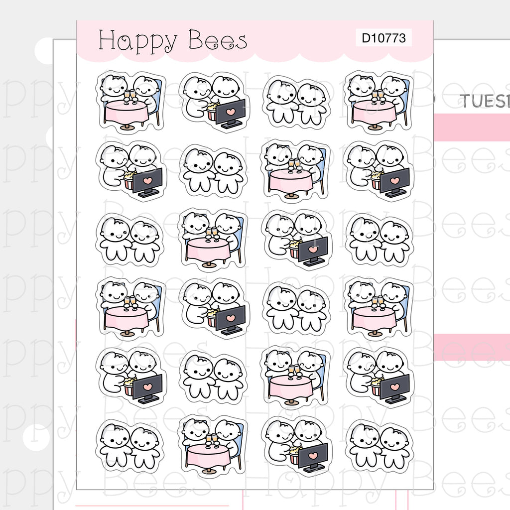 Date Night Doodles - Cute Deco Dating Planner Stickers D10773