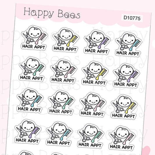 Hair Appointment Doodles - Cute Self Care Planner Stickers D10775