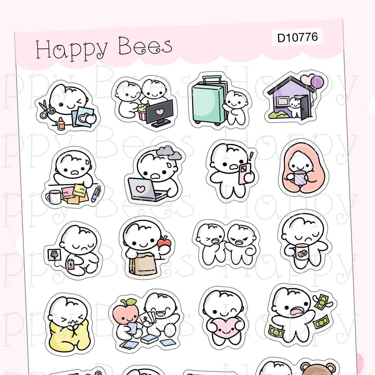 3 Year Anniversary Sampler - Cute Doodles Journal Planner Stickers D10776