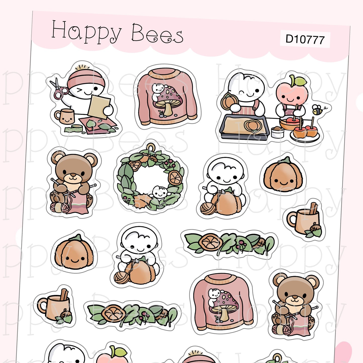 Autumn Crafts Deco Sheet - Cute Doodles Journal Planner Stickers D10777