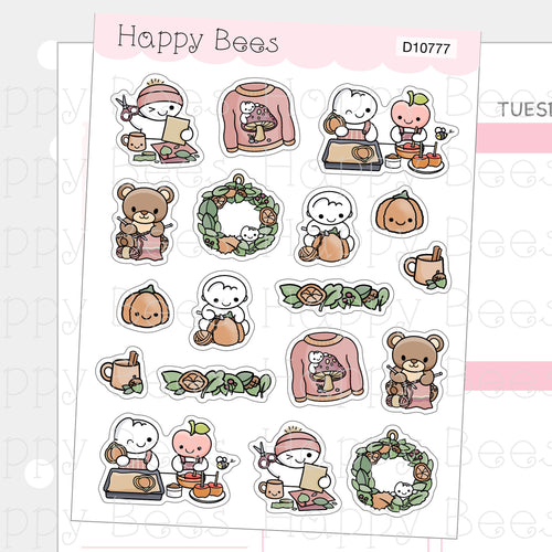 Autumn Crafts Deco Sheet - Cute Doodles Journal Planner Stickers D10777
