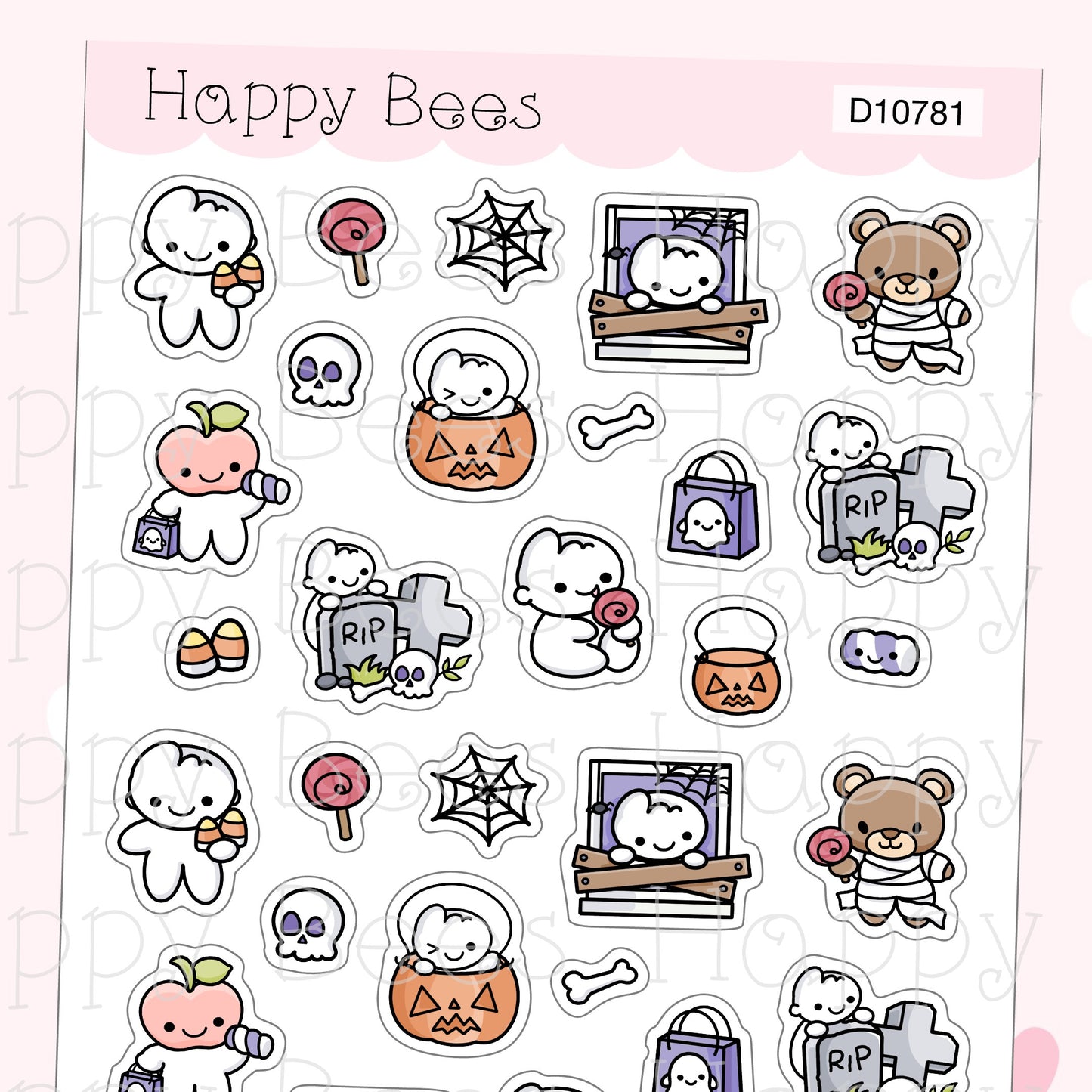 Trick or Treat Doodles - Cute Fall Halloween Planner Stickers D10781