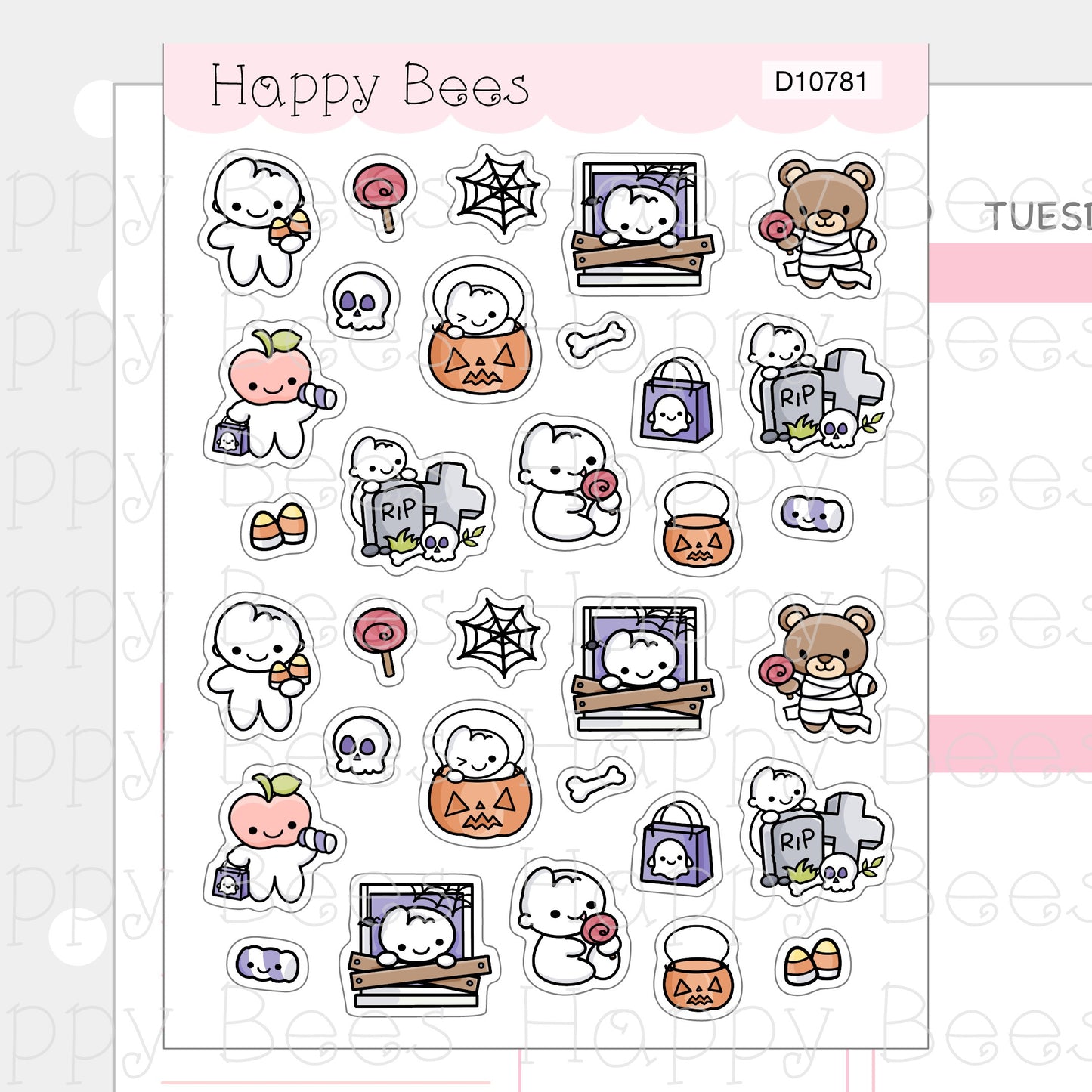 Trick or Treat Doodles - Cute Fall Halloween Planner Stickers D10781