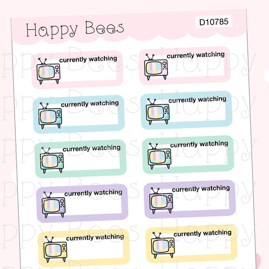 Currently Watching Boxes - Cute Doodles Hobonichi Cousin Planner Stickers D10785