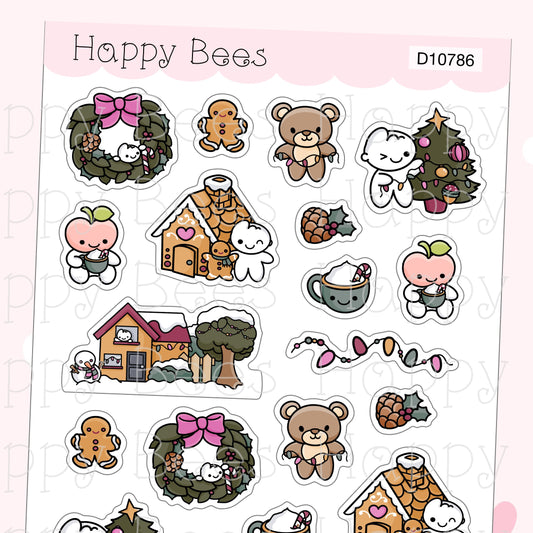 Merry & Bright Doodles - Cute Christmas Planner Stickers D10786