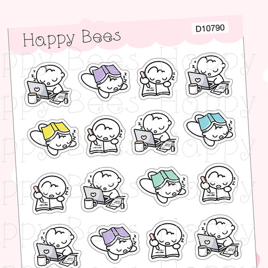 Sleepy Doodles - Cute Self Care Tired Planner Stickers D10790