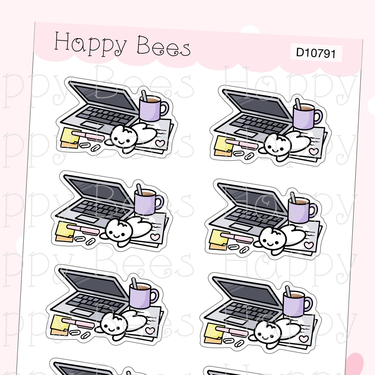 Work Desk Doodles - Cute Hobonichi Cousin Planner Stickers D10791