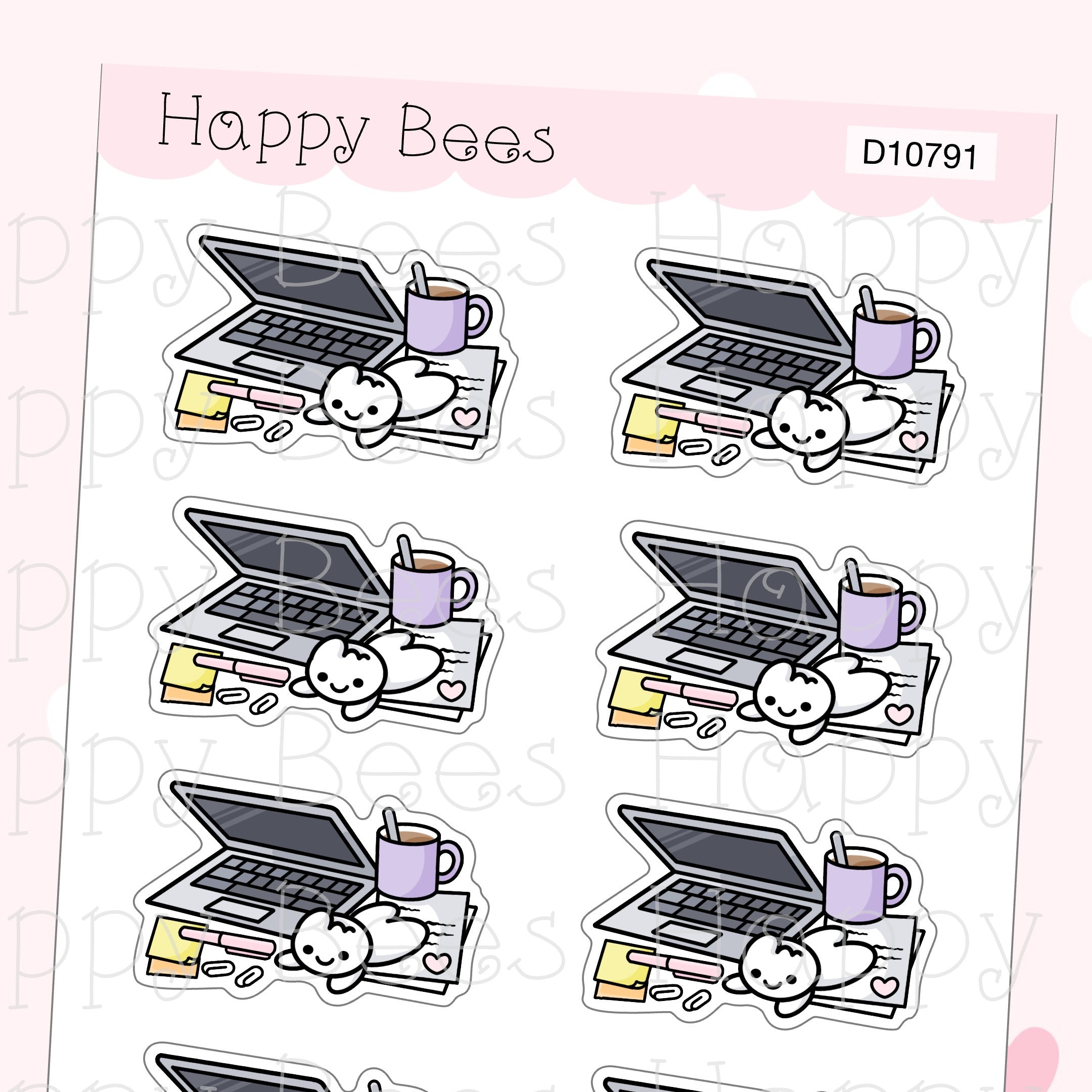 Work Desk Doodles - Cute Hobonichi Cousin Planner Stickers D10791