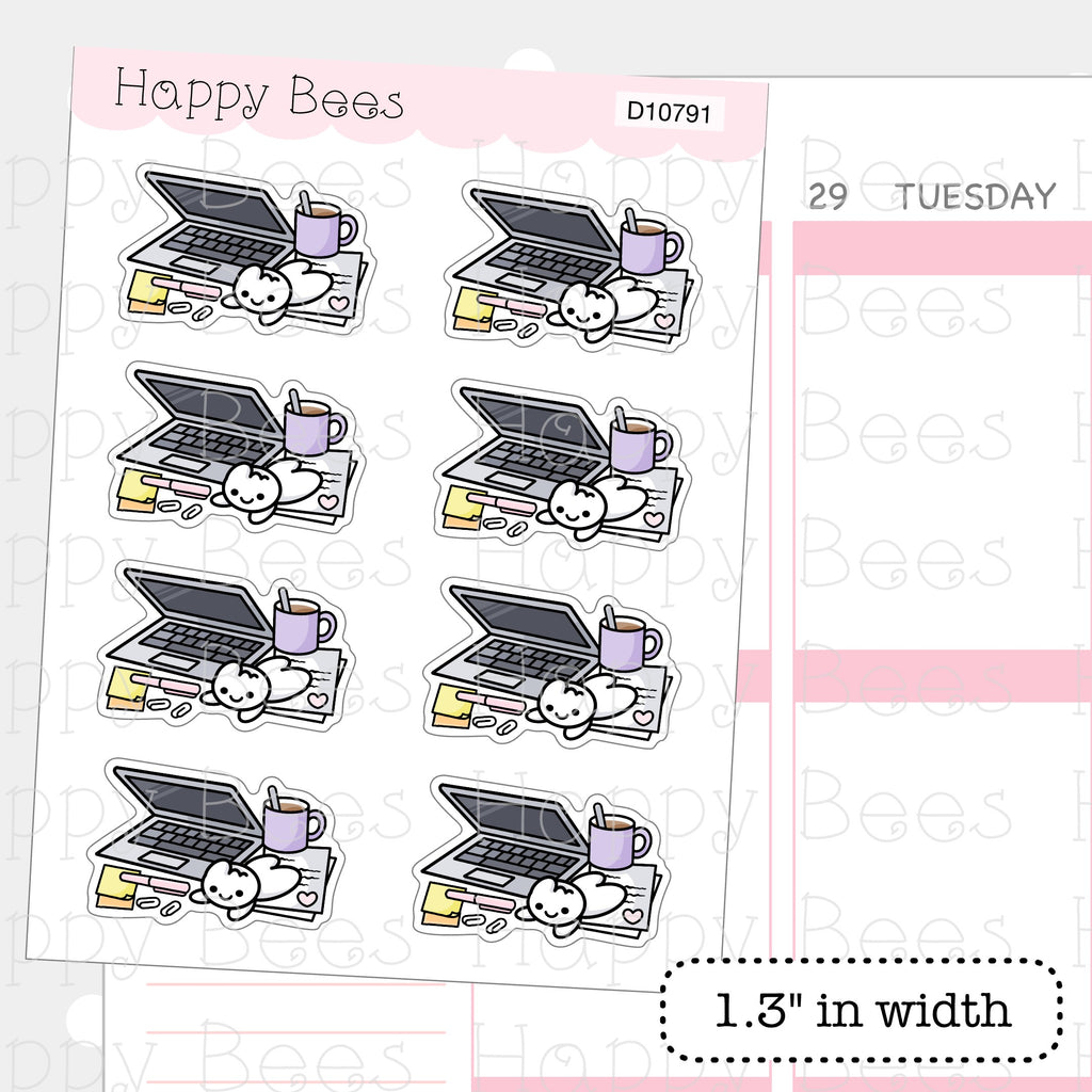 Work Desk Doodles - Cute Hobonichi Cousin Planner Stickers D10791