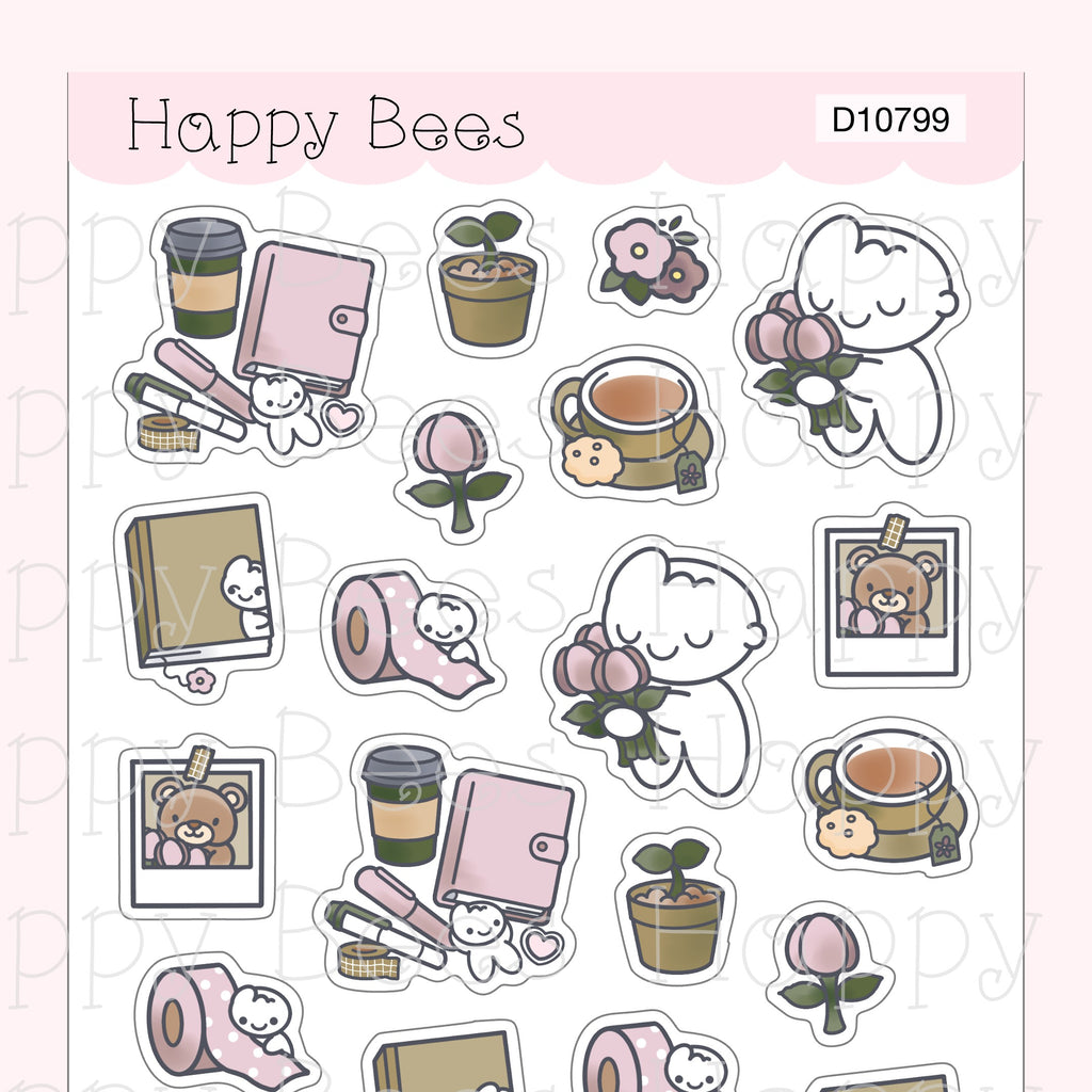 Hello Spring Deco Sheet - Cute Doodles Journal Planner Stickers D10799