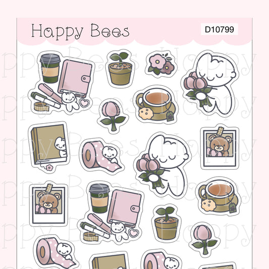 Hello Spring Deco Sheet - Cute Doodles Journal Planner Stickers D10799