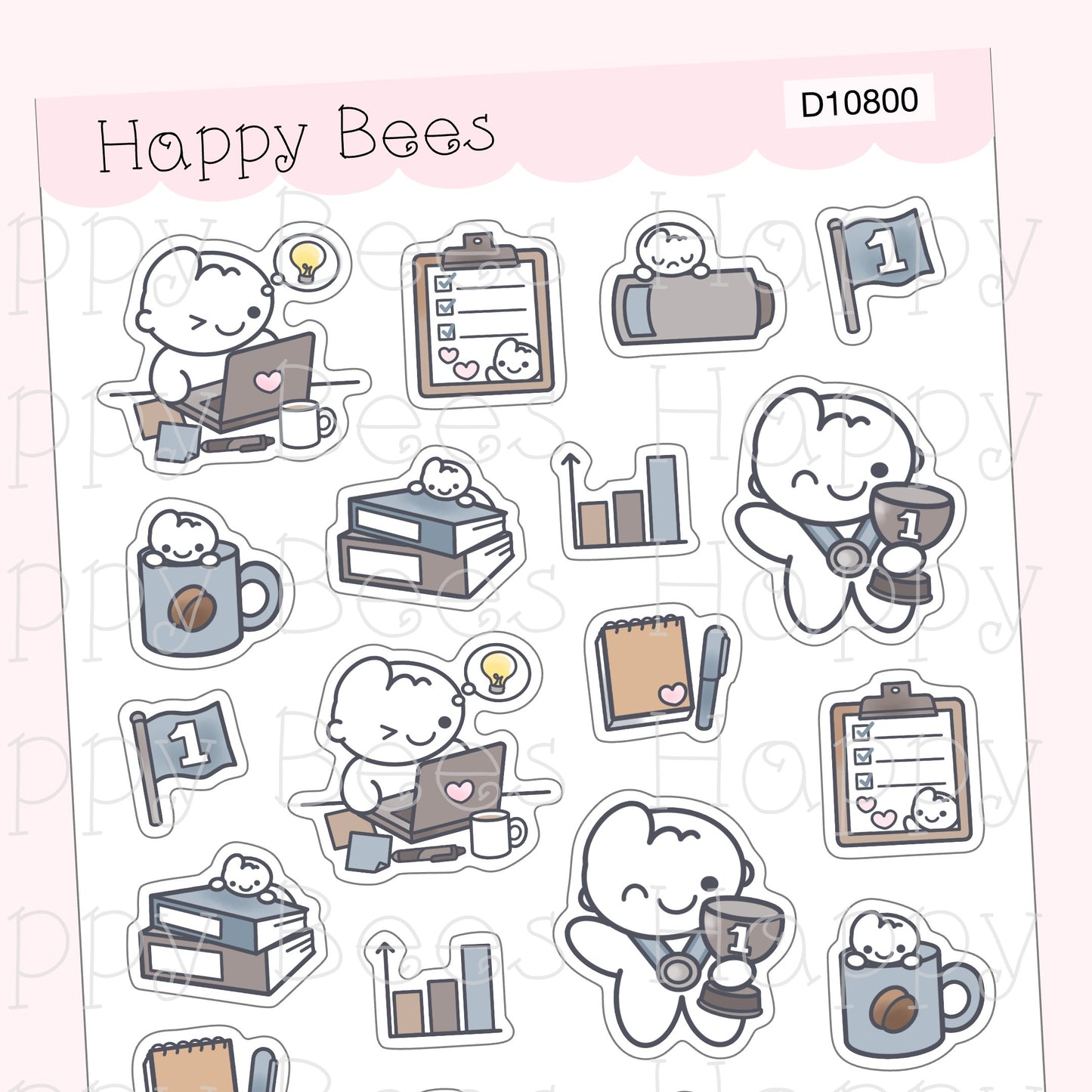 Workaholic Deco Sheet - Cute Doodles Journal Planner Stickers D10800