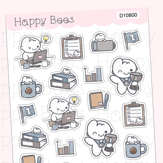 Workaholic Deco Sheet - Cute Doodles Journal Planner Stickers D10800