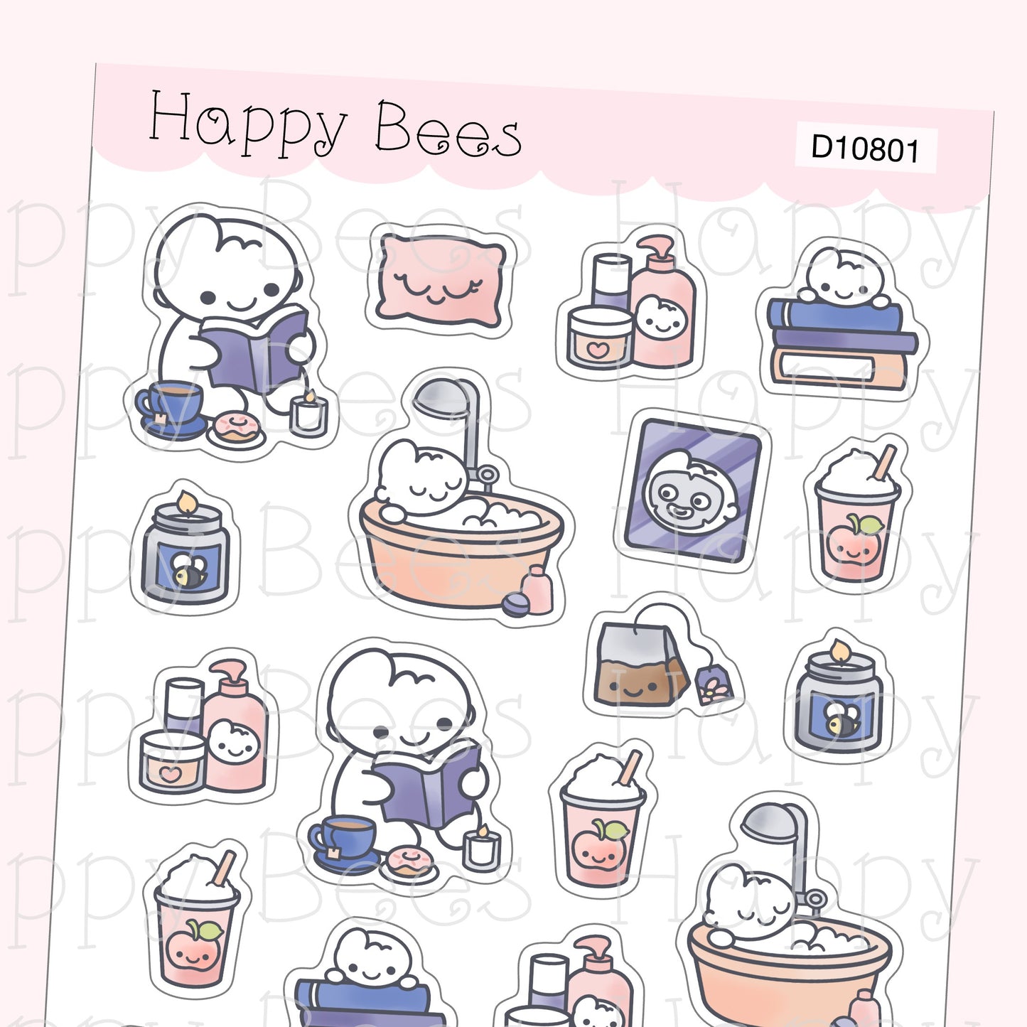 Me Time Deco Sheet - Cute Doodles Journal Planner Stickers D10801