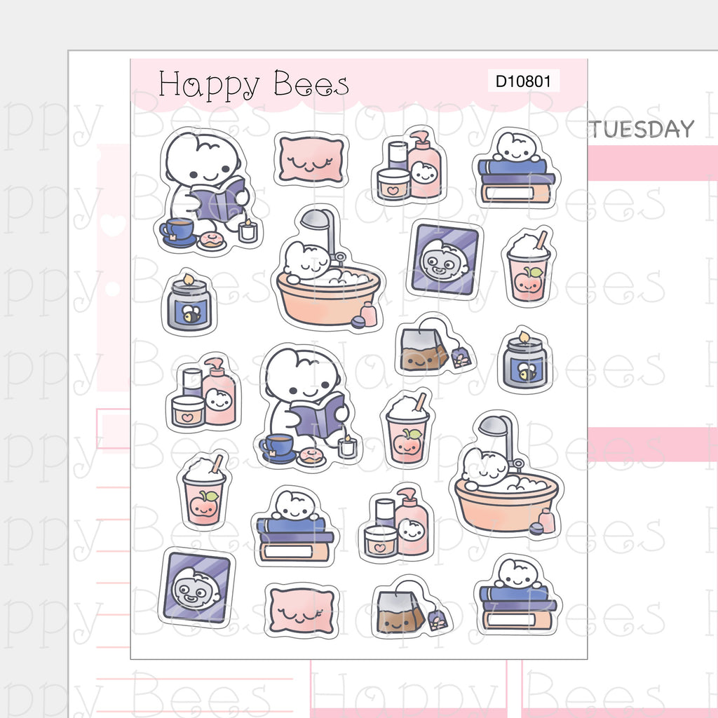 Me Time Deco Sheet - Cute Doodles Journal Planner Stickers D10801