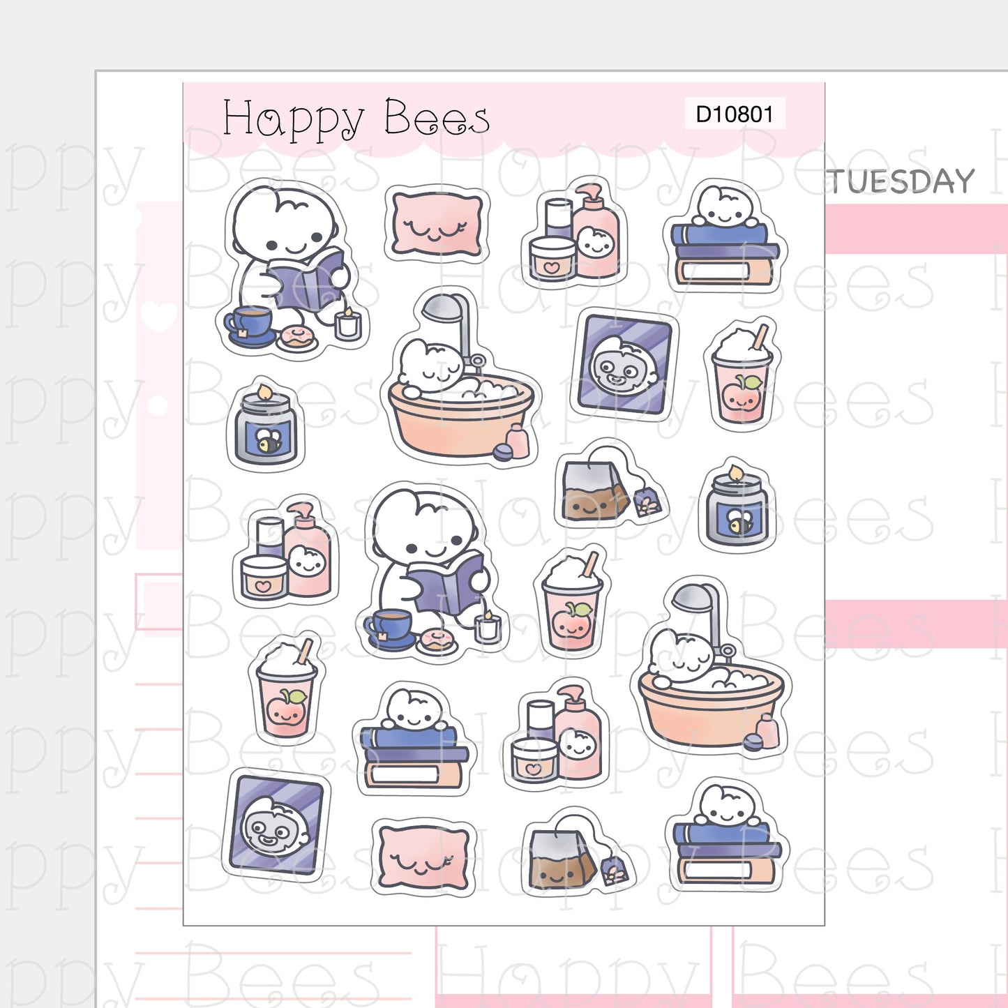 Me Time Deco Sheet - Cute Doodles Journal Planner Stickers D10801