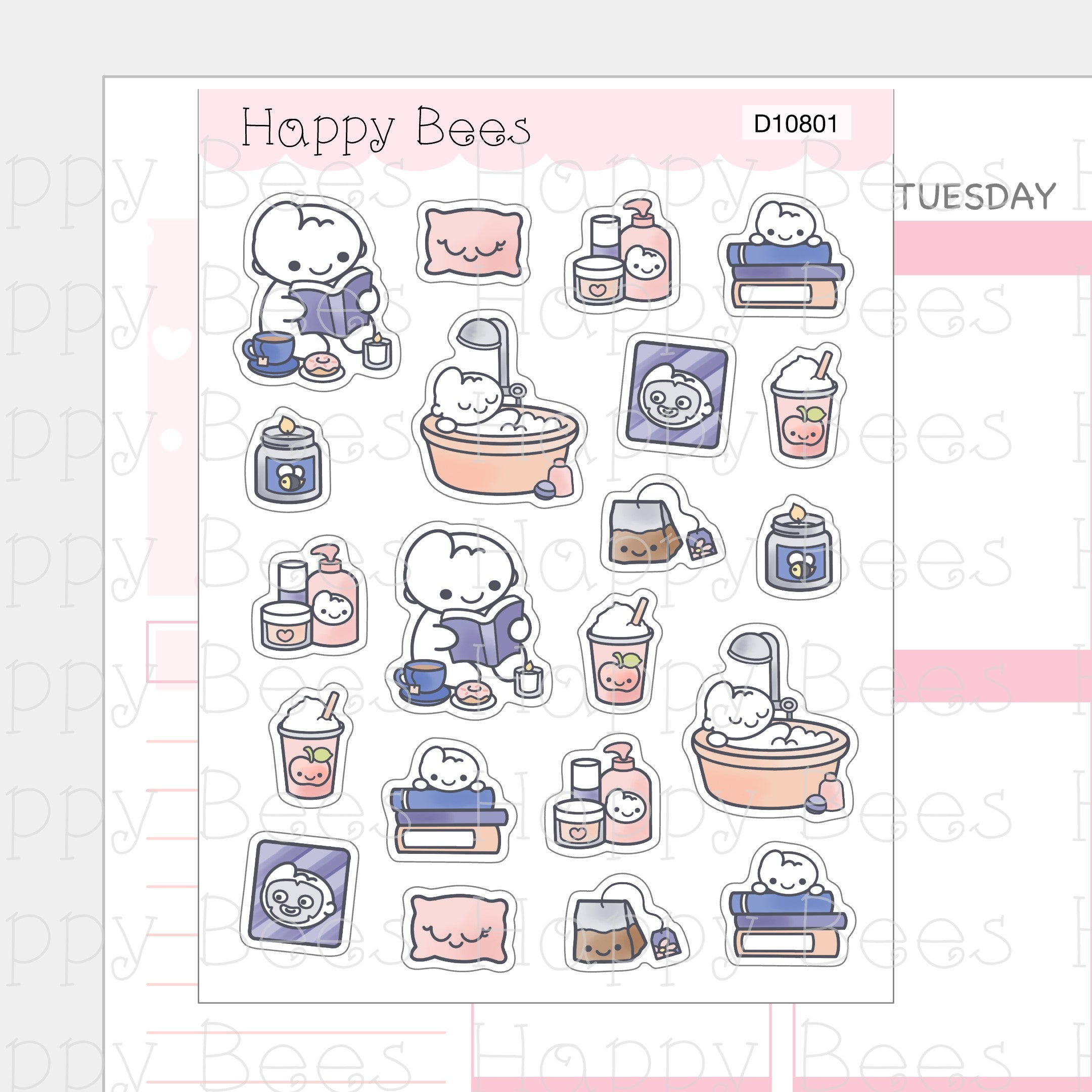 Me Time Deco Sheet - Cute Doodles Journal Planner Stickers D10801
