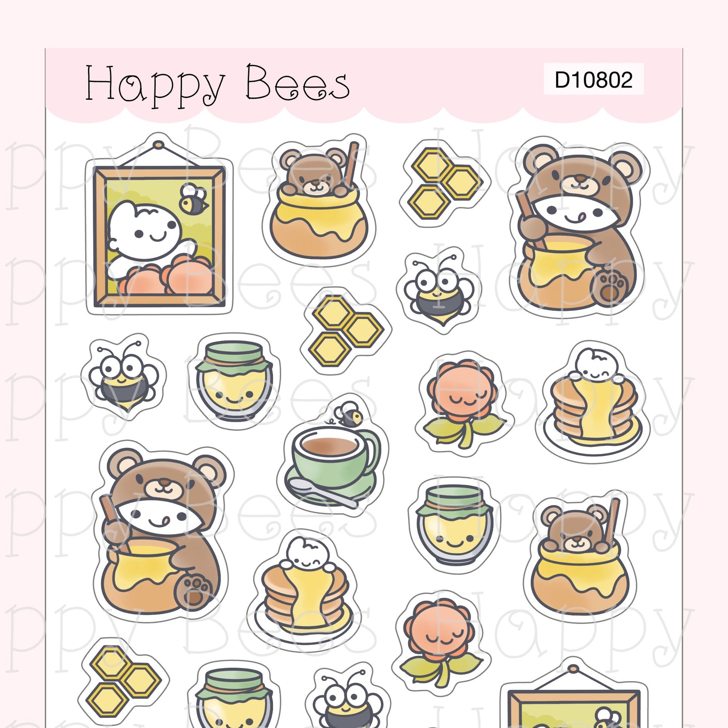 Honey Deco Sheet - Cute Doodles Journal Planner Stickers D10802