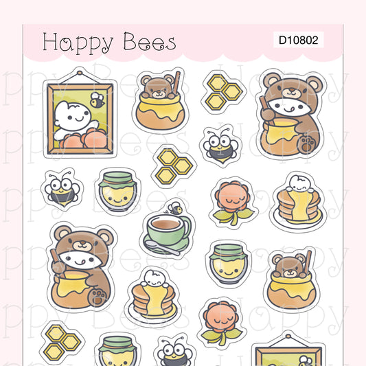 Honey Deco Sheet - Cute Doodles Journal Planner Stickers D10802