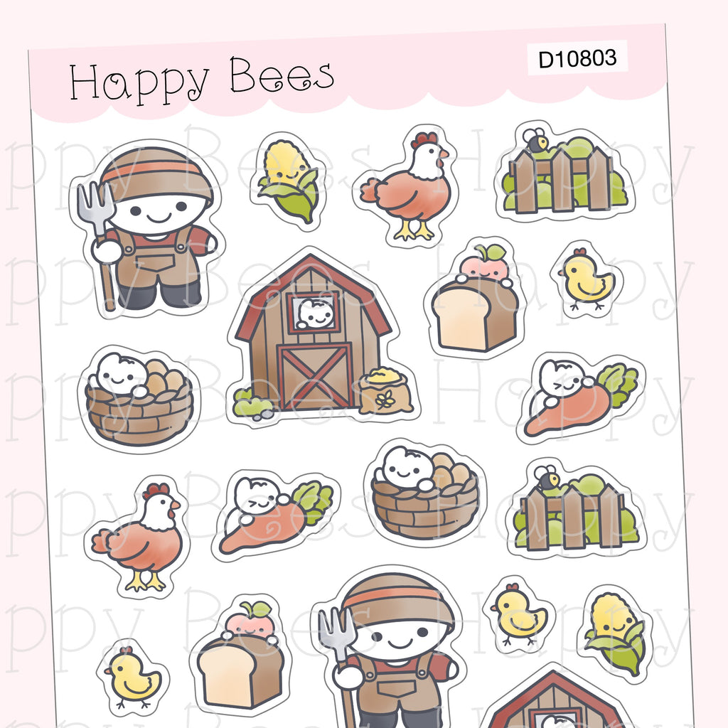 Farm Deco Sheet - Cute Doodles Journal Planner Stickers D10803
