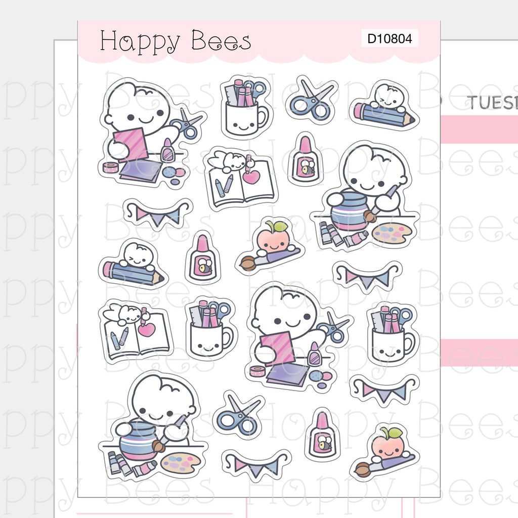Craft Time Deco Sheet - Cute Doodles Journal Planner Stickers D10804