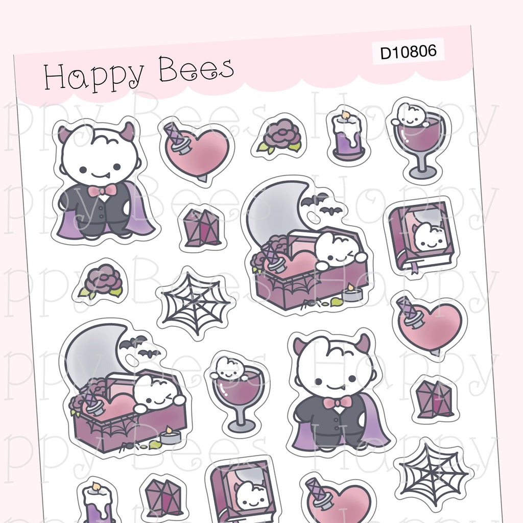 Vampire Deco Sheet - Cute Doodles Journal Planner Stickers D10806