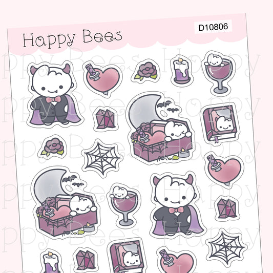 Vampire Deco Sheet - Cute Doodles Journal Planner Stickers D10806