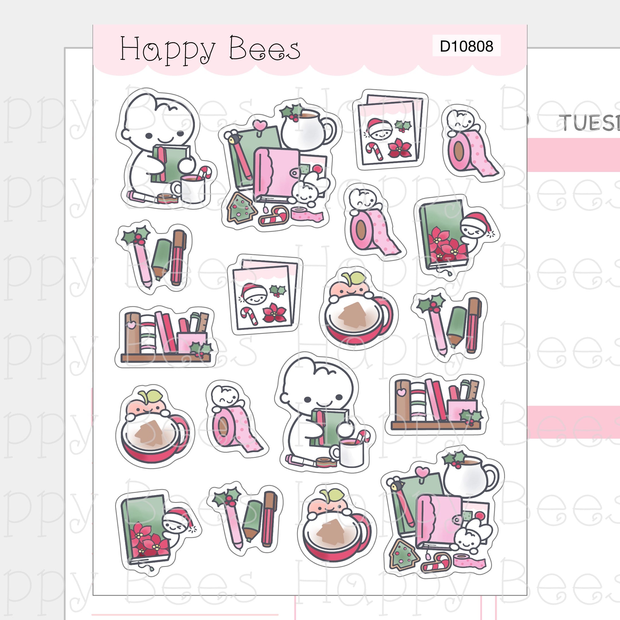 Festive Planning Deco Sheet - Cute Doodles Journal Planner Stickers D10808