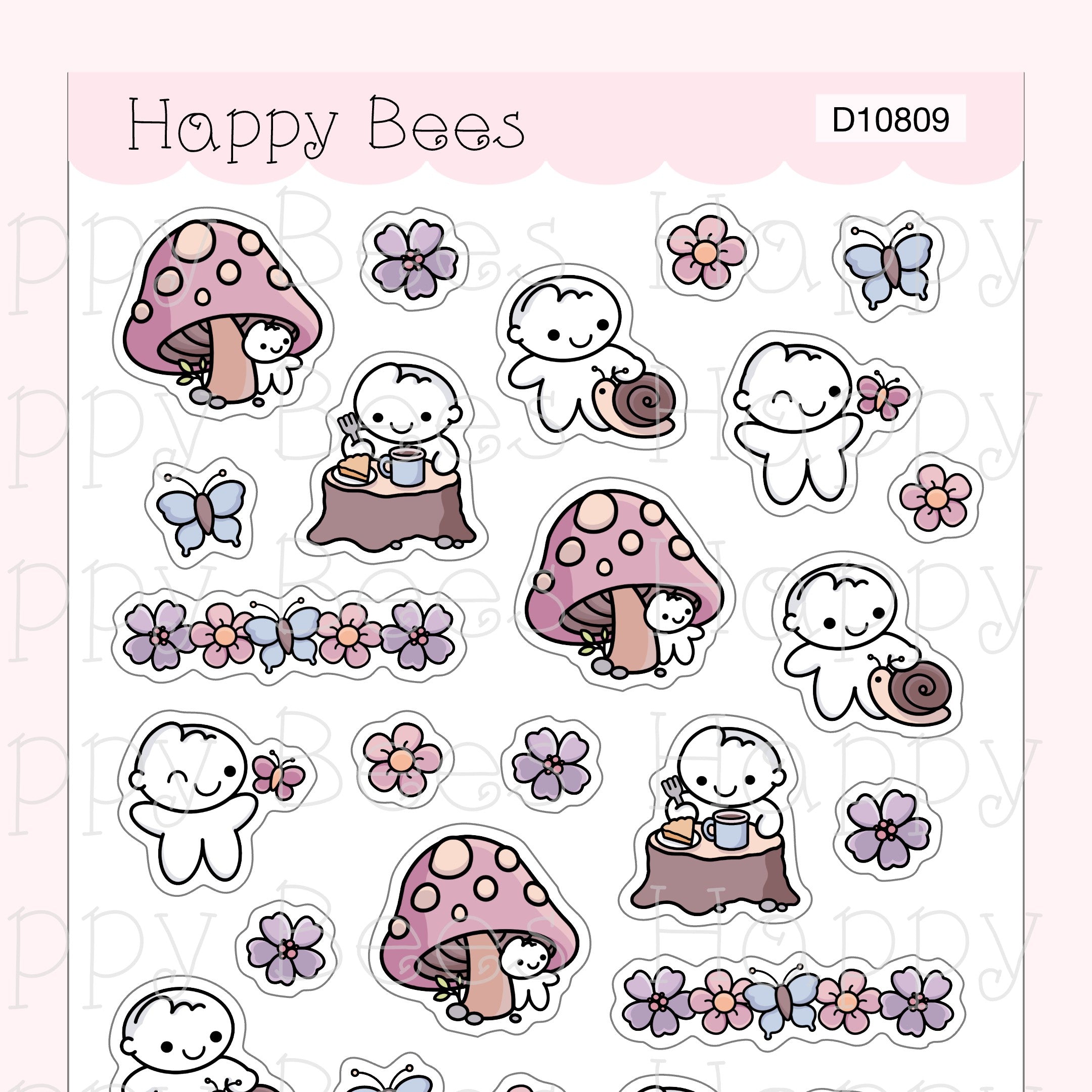 Spring Forest Deco Sheet - Cute Doodles Journal Planner Stickers D10809