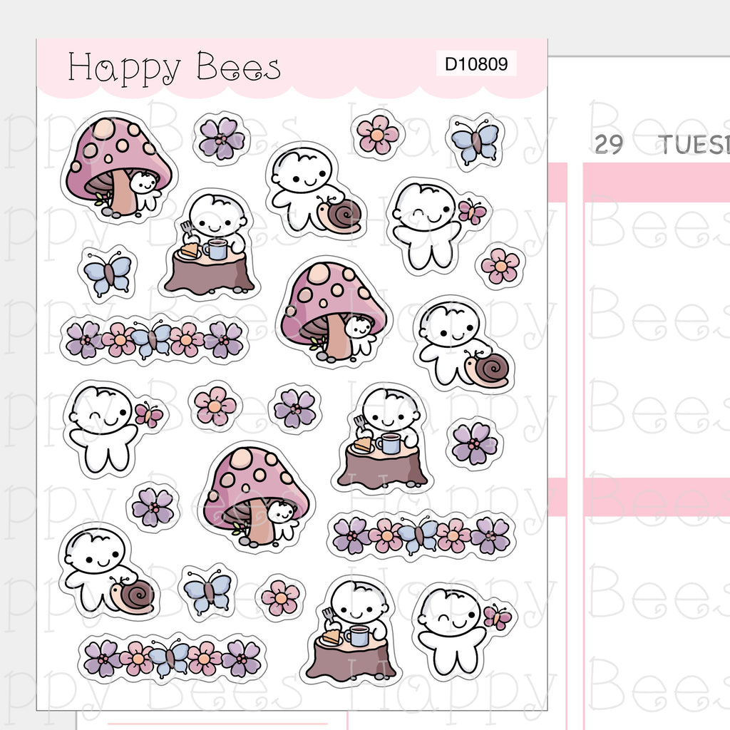 Spring Forest Deco Sheet - Cute Doodles Journal Planner Stickers D10809