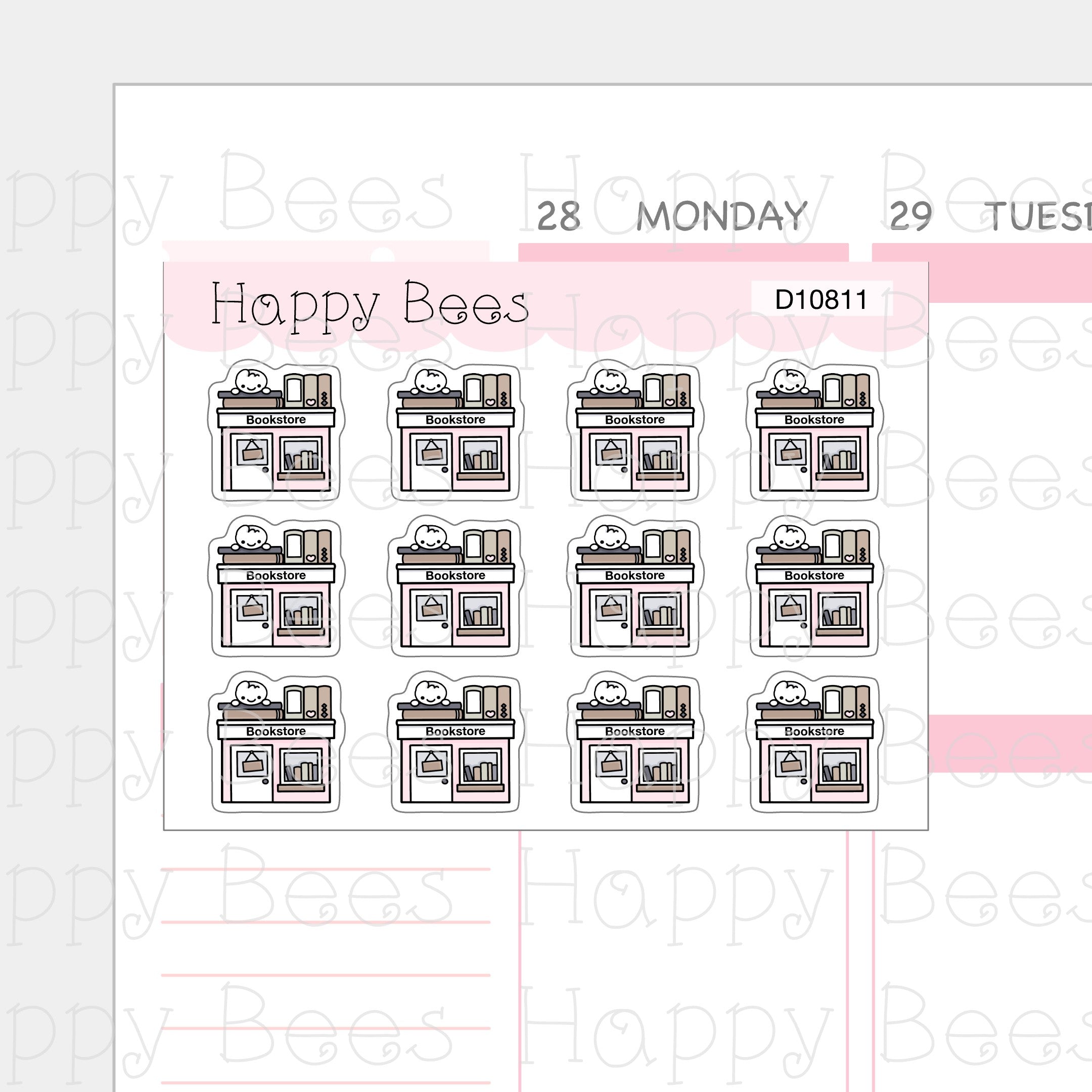 Bookstore Doodles - Cute Reading Planner Stickers D10811