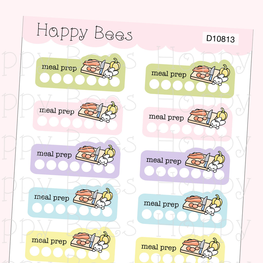 Meal Prep Weekly Tracker Boxes - Cute Hobonichi Cousin Planner Stickers D10813