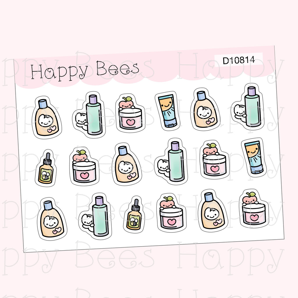 Skincare Doodles - Cute Self Care Planner Stickers D10814